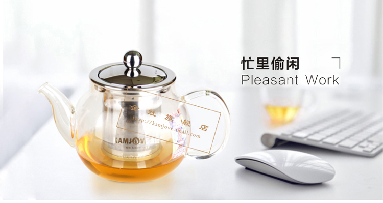 金灶( KAMJOVE)A-07茶壶玻璃过滤泡茶壶不锈钢内胆飘逸杯煮茶壶600ml