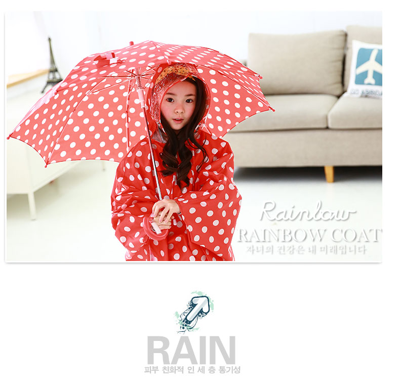 kocotree儿童雨伞女童雨伞公主长柄学生宝宝雨伞小孩雨伞 绿粉圆点 均码