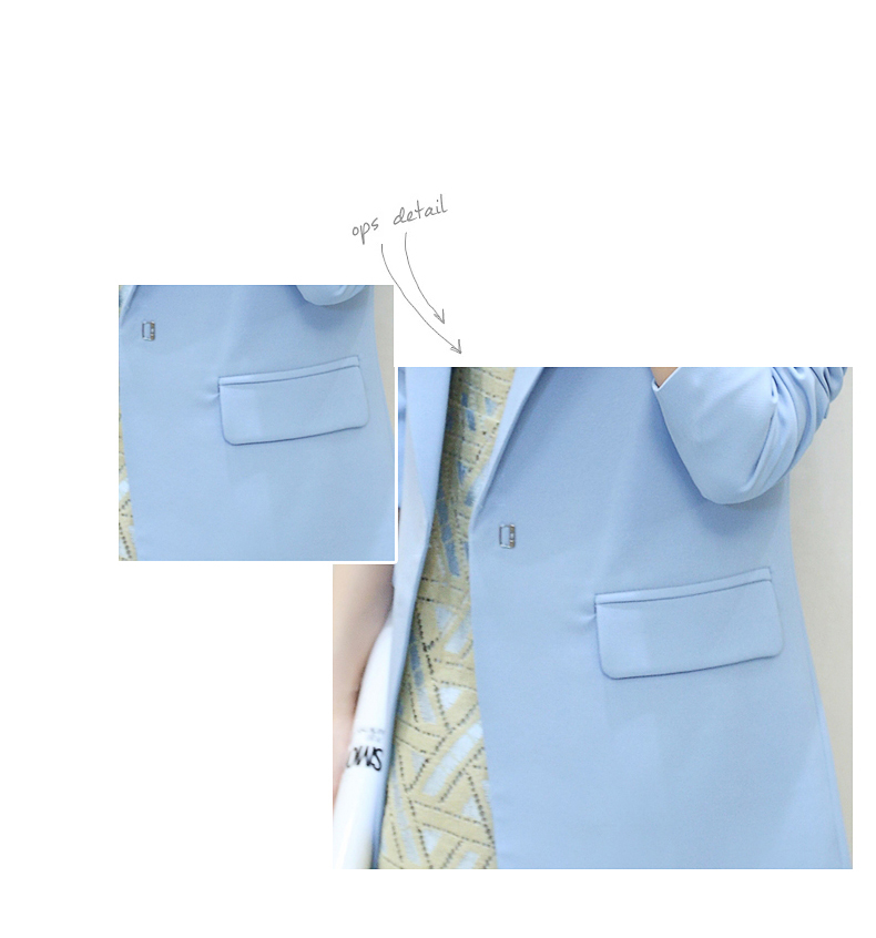 皑·玫 2015秋装新款韩版大码女装外套气质修身西服中长款小西装E9321 白色 L