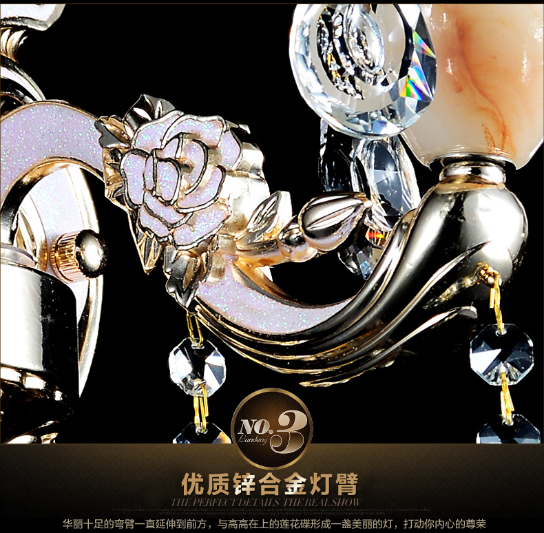 罗莎蒙德   欧式水晶壁灯客厅卧室床头双头壁灯创意锌合金仿玉石过道灯 607壁灯-2