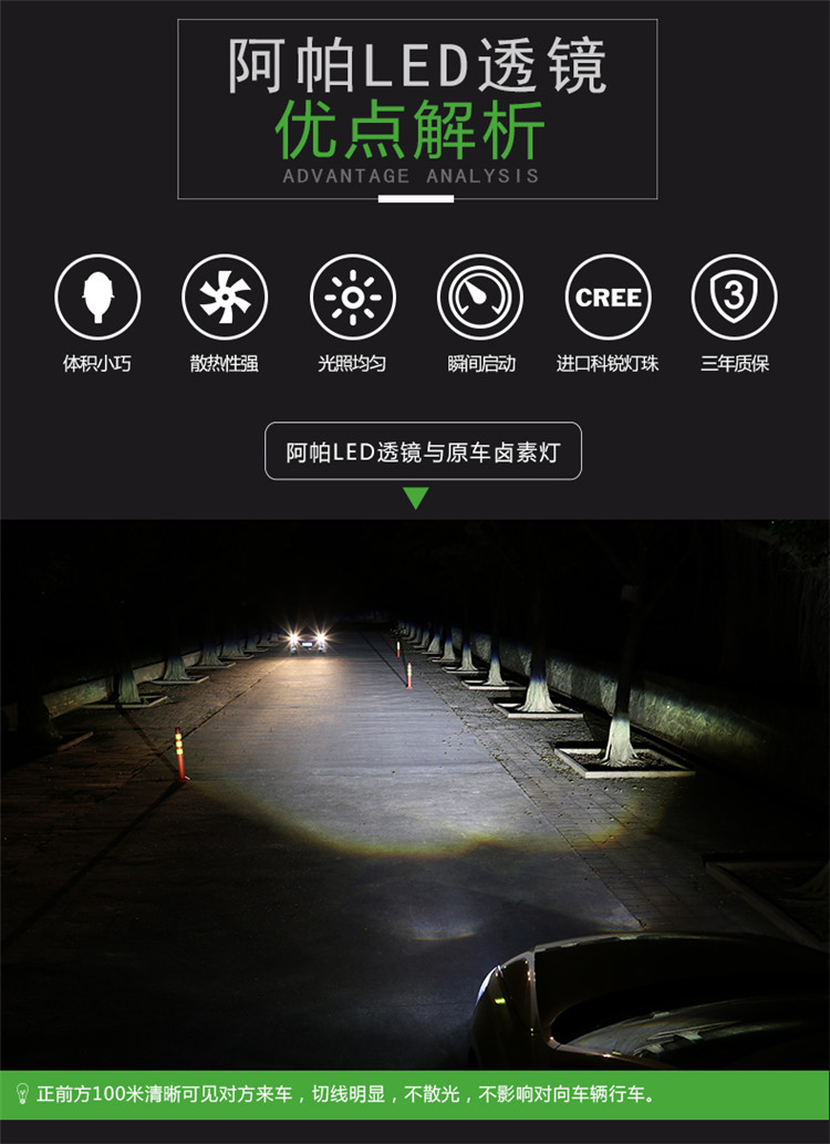 阿帕led双光透镜套装 汽车前大灯远近光一体套装 _ 6折现价1780元