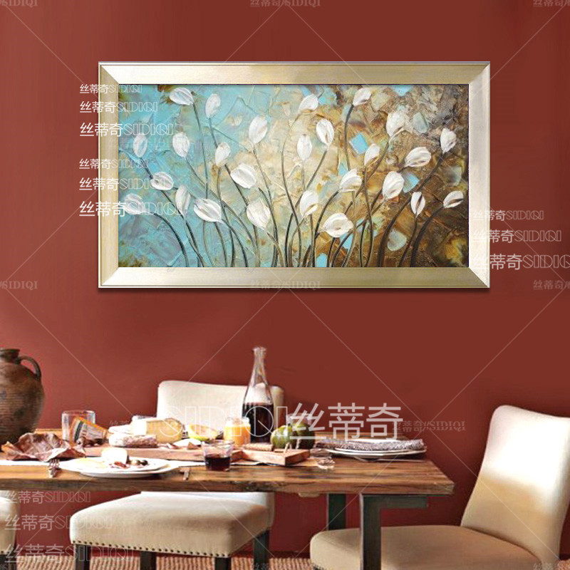 
                                        丝蒂奇SIDIQI现代客厅装饰画 欧式油画时尚家居挂画沙发背景墙抽象画 花儿朵朵 仿古外框 80*150                