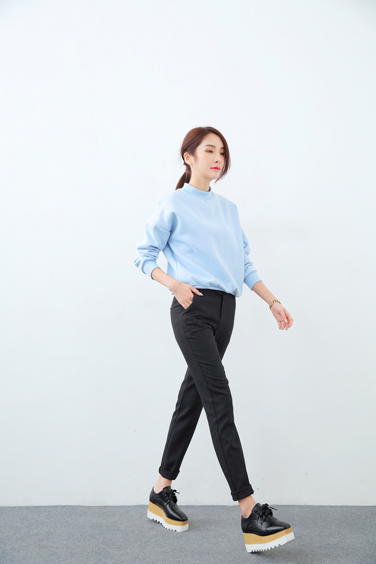 卡羅梵都 2015秋冬 OL通勤款条纹西装裤 休闲裤 长裤 女 K041 浅灰色 L
