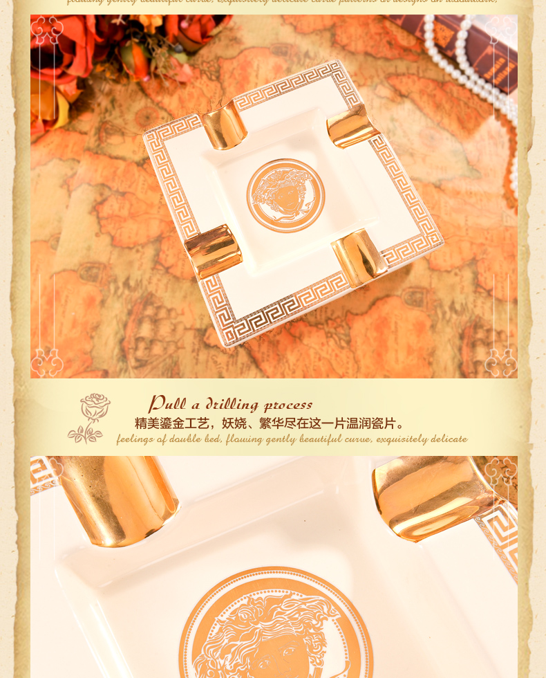 
                                        臻爵家饰  欧式陶瓷烟灰缸创意个性礼品欧式时尚陶瓷复古烟灰缸装饰烟缸特价                
