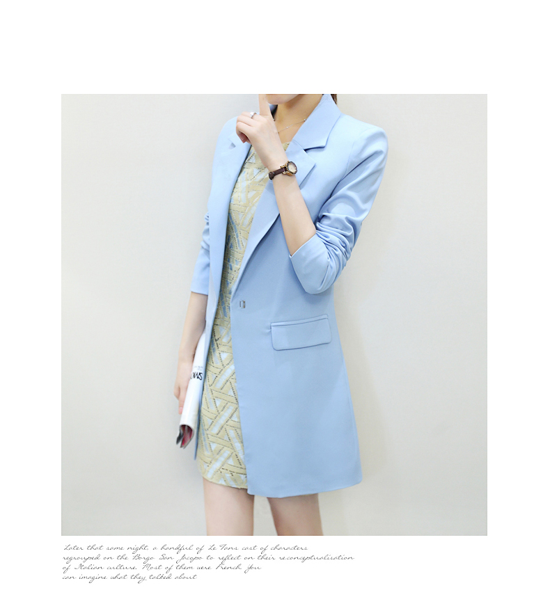 培秀 2015秋装新款小西装外套女装中长款修身韩版小西服女8816 白色 XL