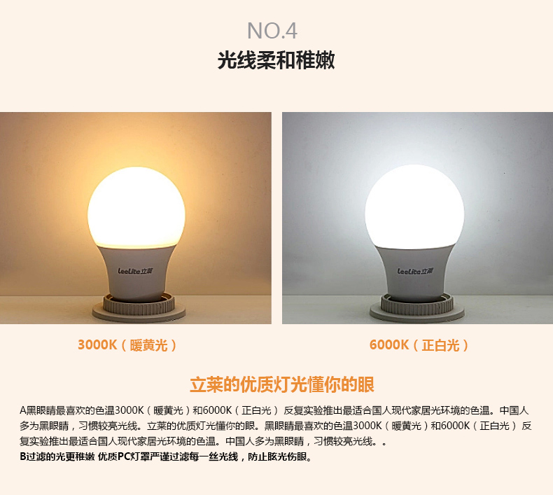 立莱 led灯泡 圆形超亮e27大螺口led球泡节能灯具 8W 白光