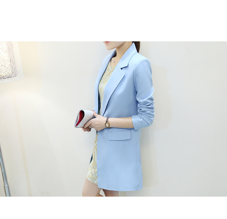 培秀 2015秋装新款小西装外套女装中长款修身韩版小西服女8816 白色 XL