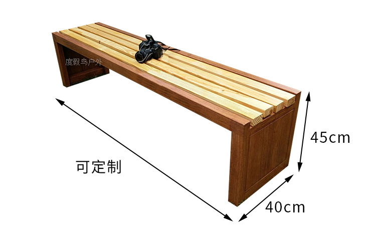 度假鸟户外长椅铁艺防腐木休闲椅公园椅咖啡色长1米