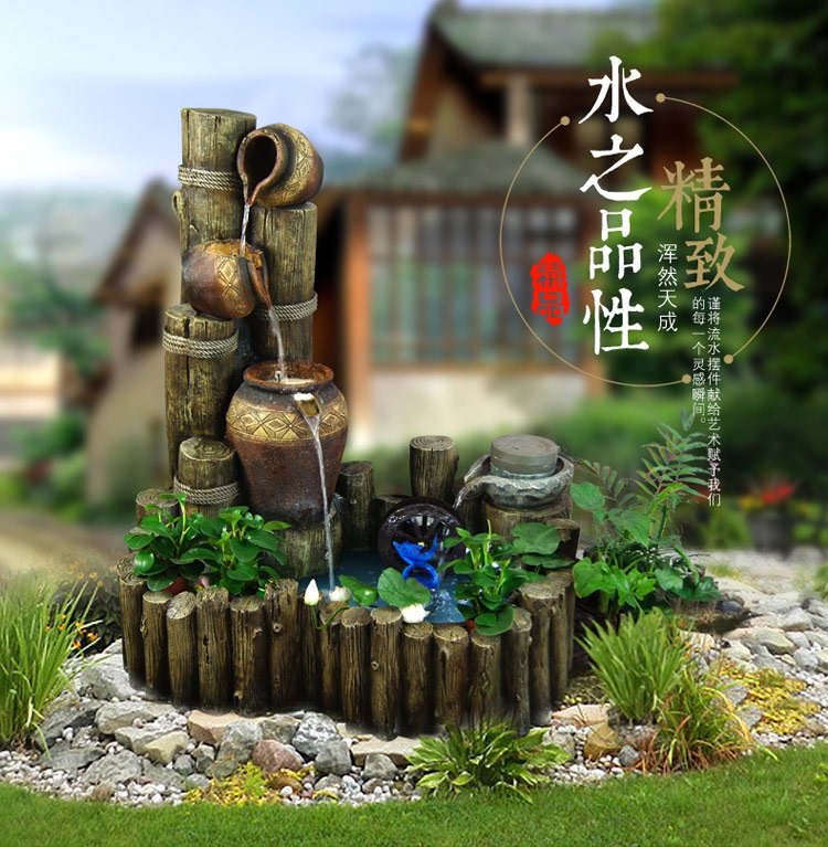 迪胜大假山喷泉流水景观摆设户外阳台庭院花园鱼池加湿器装饰品摆件 87801上座外循环