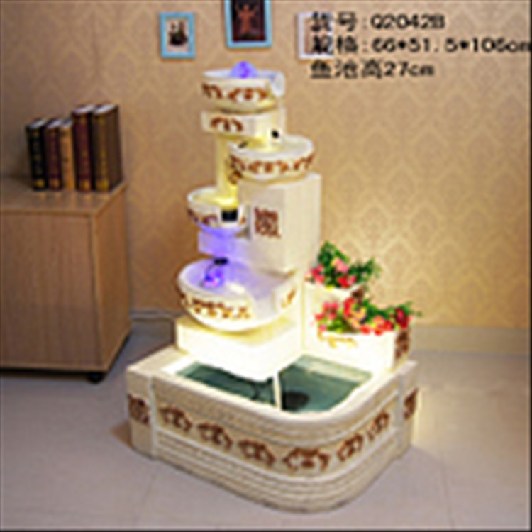 迪胜欧式流水喷泉摆件鱼池招财阳台花园家居饰品创意落地风水摆设景观 87801上座+鱼池