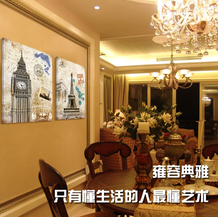 
                                        必画 中画家居 建筑无框画餐厅装饰画客厅现卧室壁画咖啡厅酒吧墙画挂画复古无框画四联幅 一套四幅 9mm厚布纹膜 40*60cm                