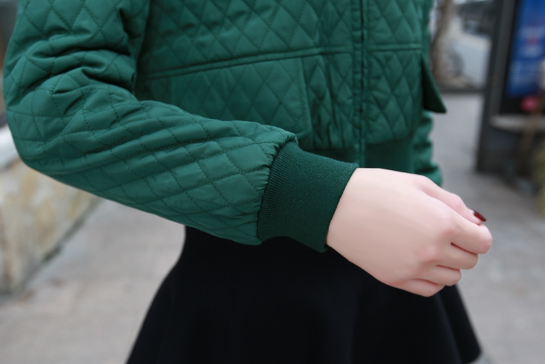 初菱 韩版秋冬装短款女夹克式外套夹棉棒球服修身长袖短外套上衣女衫潮 紫红色9952 M