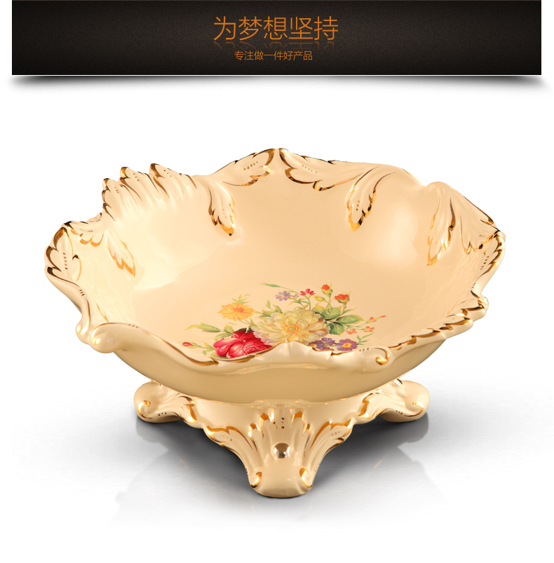 
                                                            梵莎奇奢华陶瓷果盘创意现代 欧式家居客厅茶几装饰水果盘摆件乔迁结婚礼物                