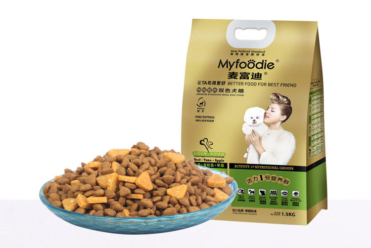 麦富迪(myfoodie) 狗粮 双色犬粮牛肉 金枪鱼 苹果幼犬1.5kg