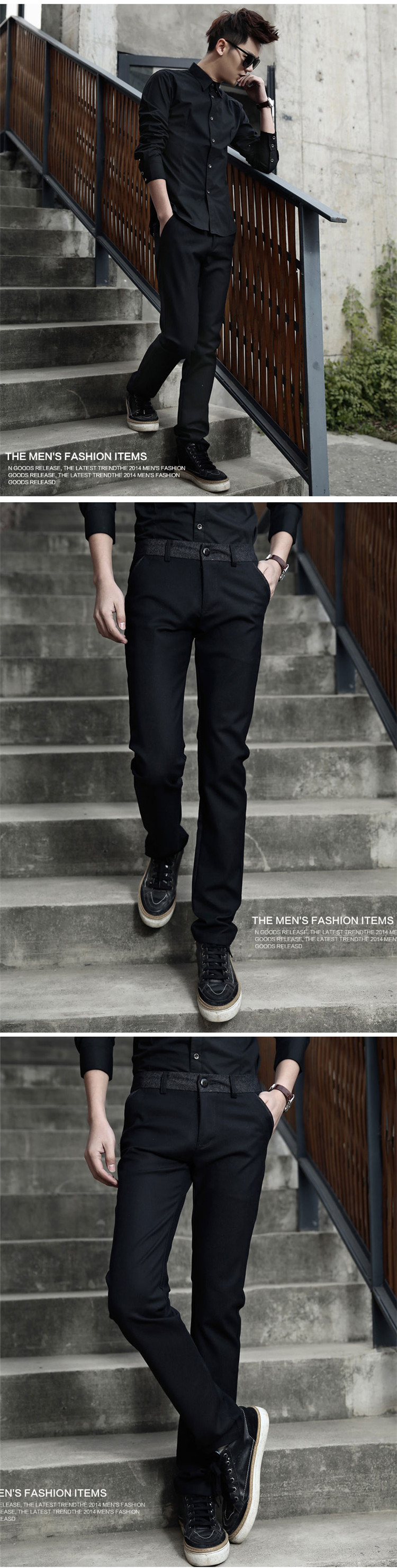 新款男士韩版休闲长裤男裤时尚西裤英伦修身商务长裤k15-117 f 黑色