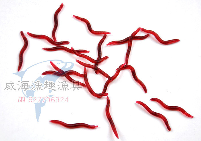 渔掌门2013特价超值超逼真蚯蚓红色蚯蚓假饵路亚饵4cm 10条装rrc028