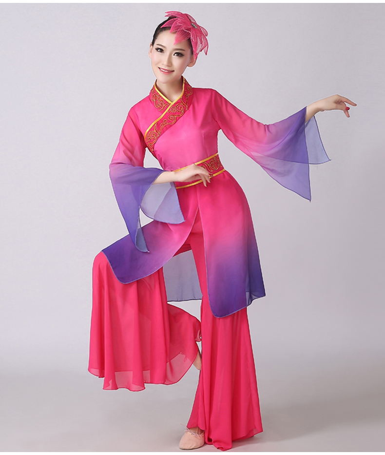 古典秧歌服舞蹈服装新款扇子舞汉服开场伴舞古装演出服女装表演服