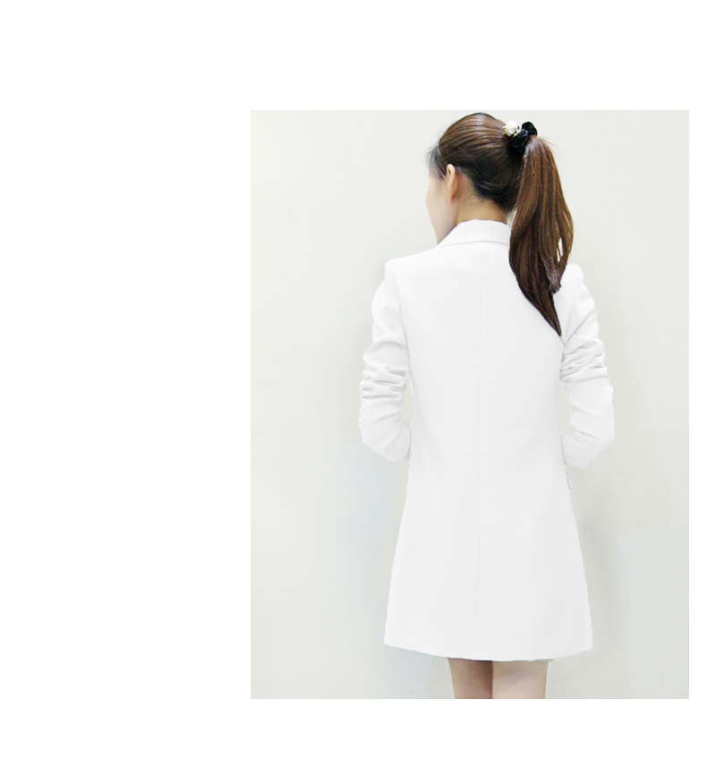 培秀 2015秋装新款小西装外套女装中长款修身韩版小西服女8816 白色 XL