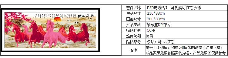 
                                        慕格 5D魔方钻钻石画八骏图十字绣 钻石绣贴钻画马到成功客厅大幅 马到成功八骏图 满钻全贴(魔方全钻)126*54cm大气磅礴                