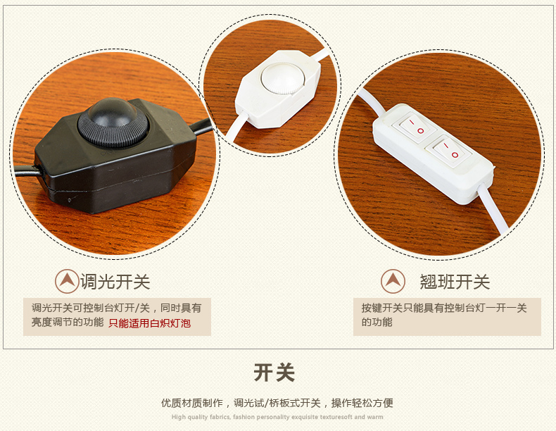 蒙特丽 卧室床头调光台灯TX03 客厅书房布艺装饰灯具(B) 浅麻布纹(调光开关+送灯泡)