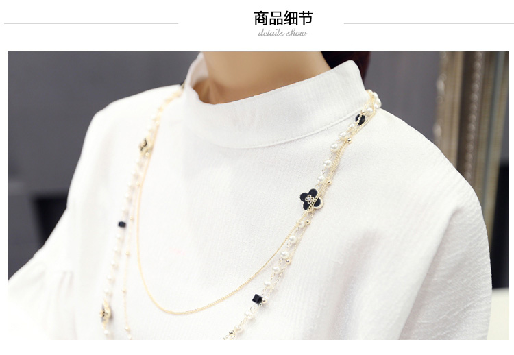 澜黛芬2015秋装新款蝙蝠袖上衣女休闲长裤两件套8203 上白下黑 L