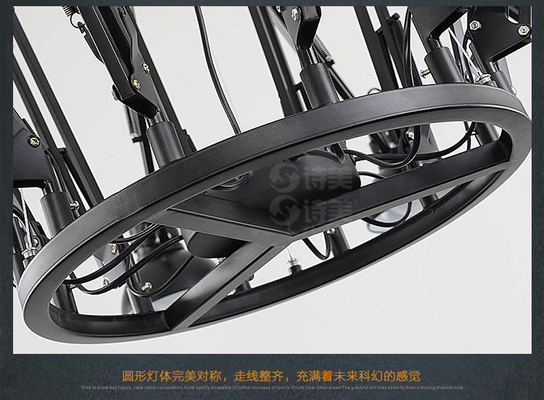 诗美 简约现代客厅吊灯餐厅灯具创意个性铁艺服装店伸缩蜘蛛吊灯 6头黑色-带遥控-送LED光源