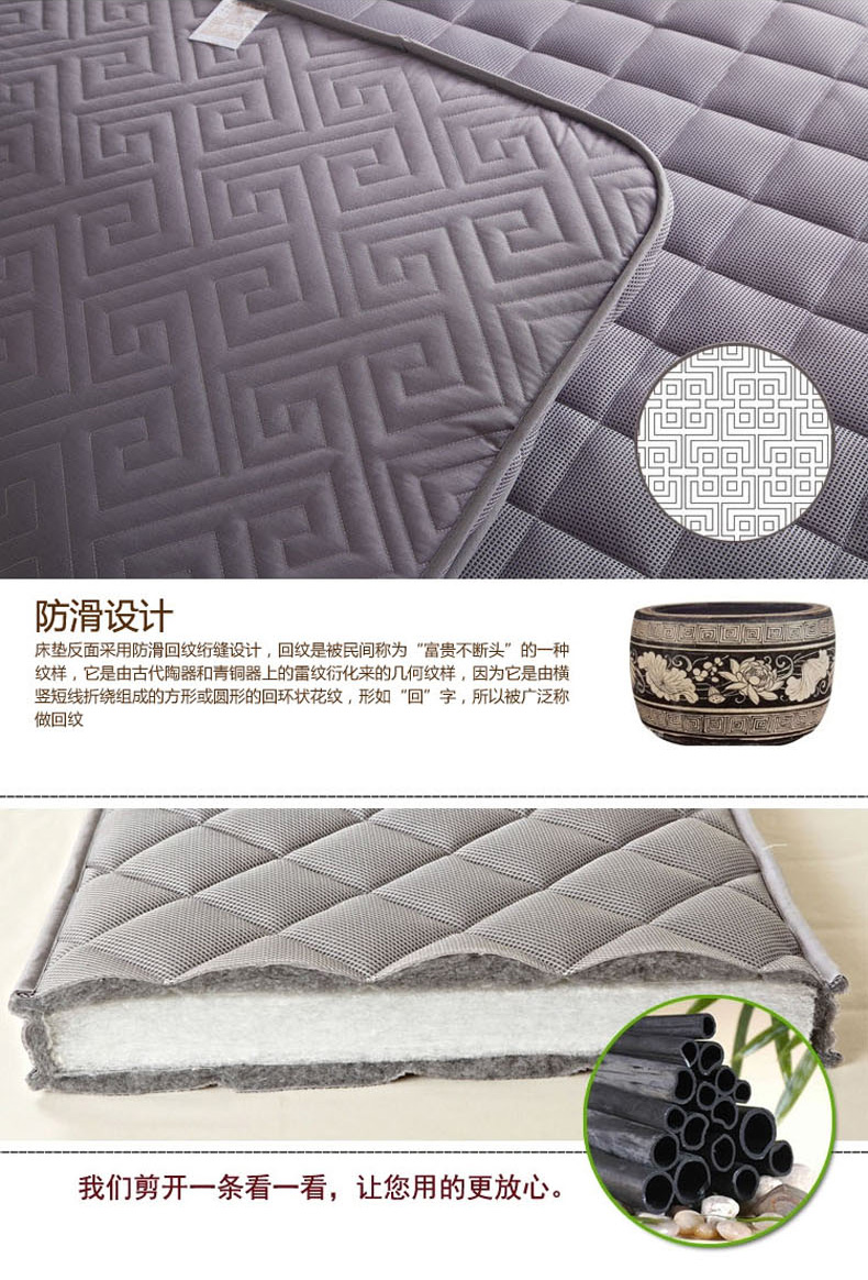 
                                        晶玺 床褥 可拆洗全棉立体法莱绒加厚榻榻米床垫子地铺垫子 法莱绒-银灰(可拆洗) 1.5*2米                