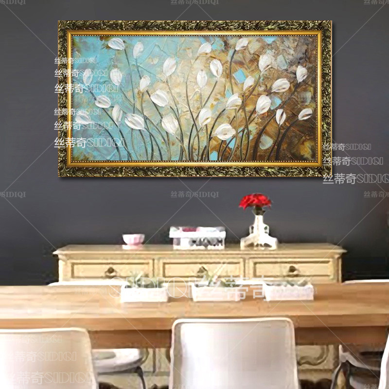 
                                        丝蒂奇SIDIQI现代客厅装饰画 欧式油画时尚家居挂画沙发背景墙抽象画 花儿朵朵 仿古外框 80*150                