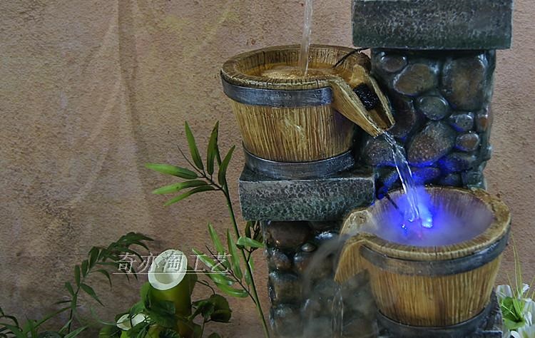 迪胜欧式流水喷泉摆件鱼池招财阳台花园家居饰品创意落地风水摆设景观 87801上座+鱼池