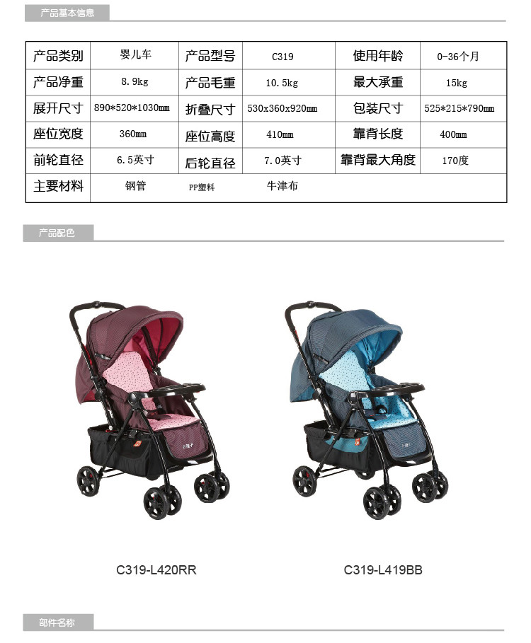 全部商品 母婴玩具 童车童床 婴儿推车 【沃尔玛】好孩子 婴儿推车