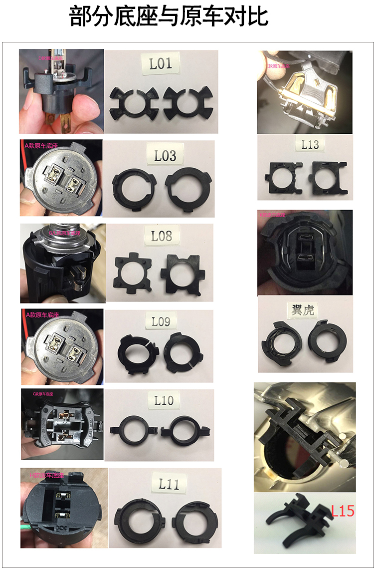 星神汽车led大灯专用底座h1卡扣固定卡座适用led灯泡h7改装通用架l01