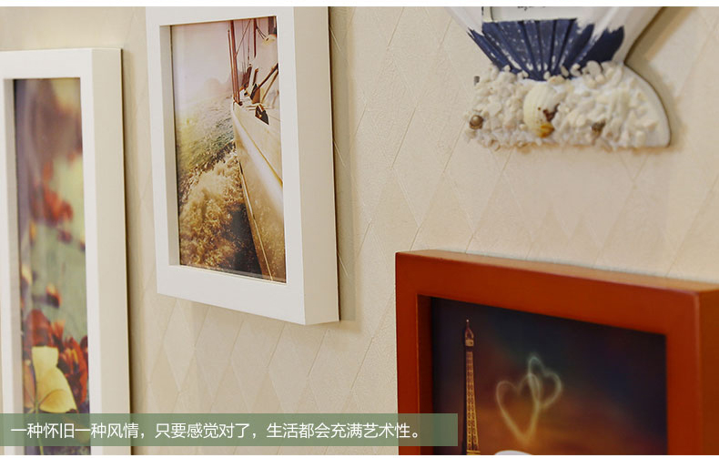 梓晨 结婚照 地中海客厅照片墙欧式相照片墙墙贴组合 黑白原胡
