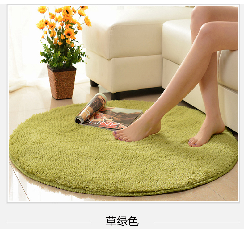 
                                        圆形地毯健身瑜伽茶几吊篮电脑椅客厅卧室可爱床边小地毯 天蓝色 160cm直径                