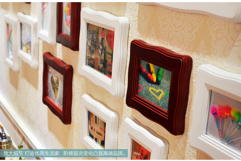 梓晨 轻奢风 实木照片墙 相框墙 客厅大墙面相片墙 创意组合相框 胡桃