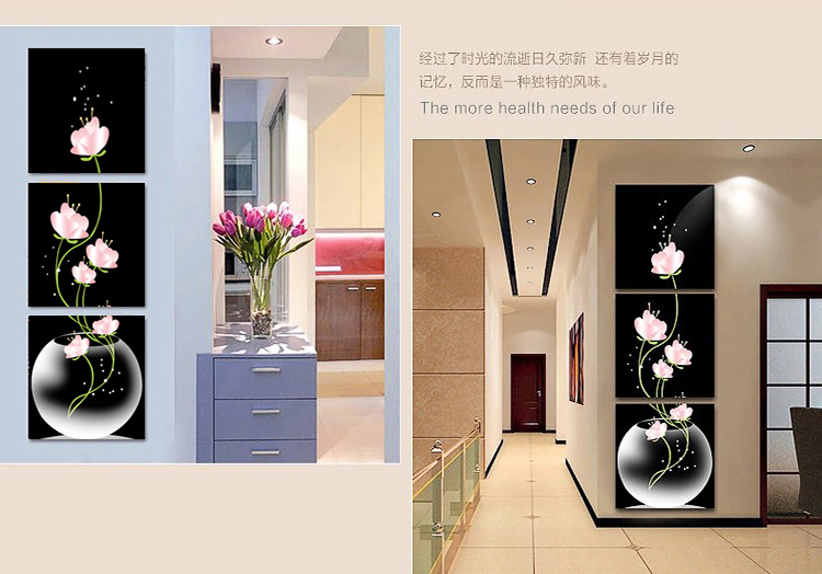 
                                                                                恋之屋 现代玄关无框画装饰画走廊过道壁画三联画 九鱼图电表箱挂画冰晶画 J款竹子 70*70/15mm布纹膜                