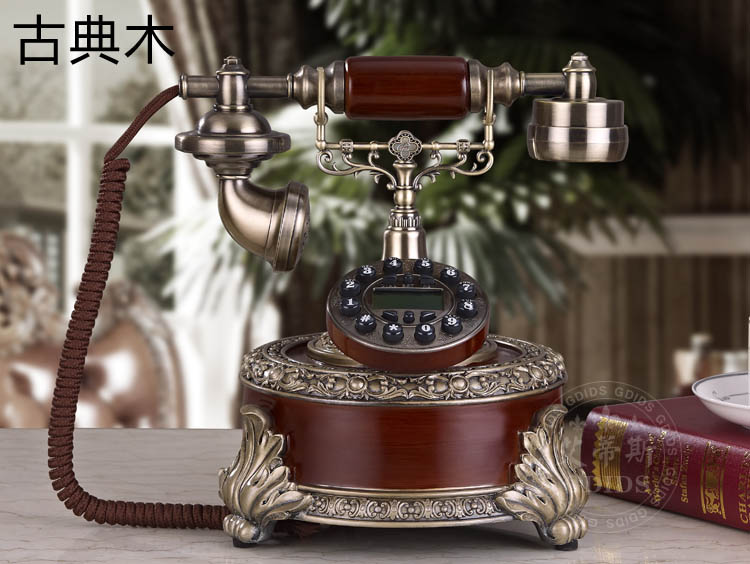 艾蒂斯   欧式复古时尚创意电话机 简约家用高档仿古电话机 座机电话 古典木