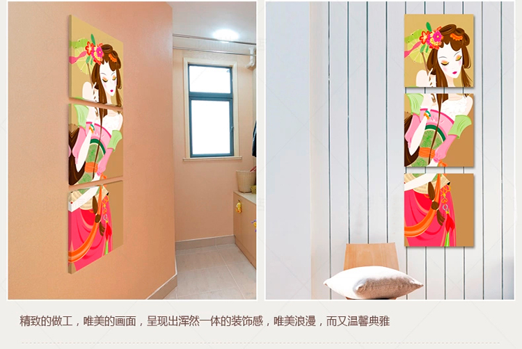
                                                                                恋之屋 现代玄关无框画装饰画走廊过道壁画三联画 九鱼图电表箱挂画冰晶画 J款竹子 70*70/15mm布纹膜                