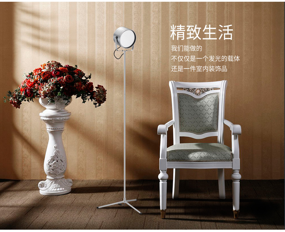 
                                        优洋LED 遥控落地灯 创意客厅卧室书房灯 现代简约欧式落地台灯 银色                