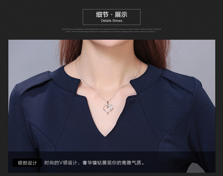 美丽帮派2015秋装新款时尚修身ol气质职业连衣裙1040 藏青色 S