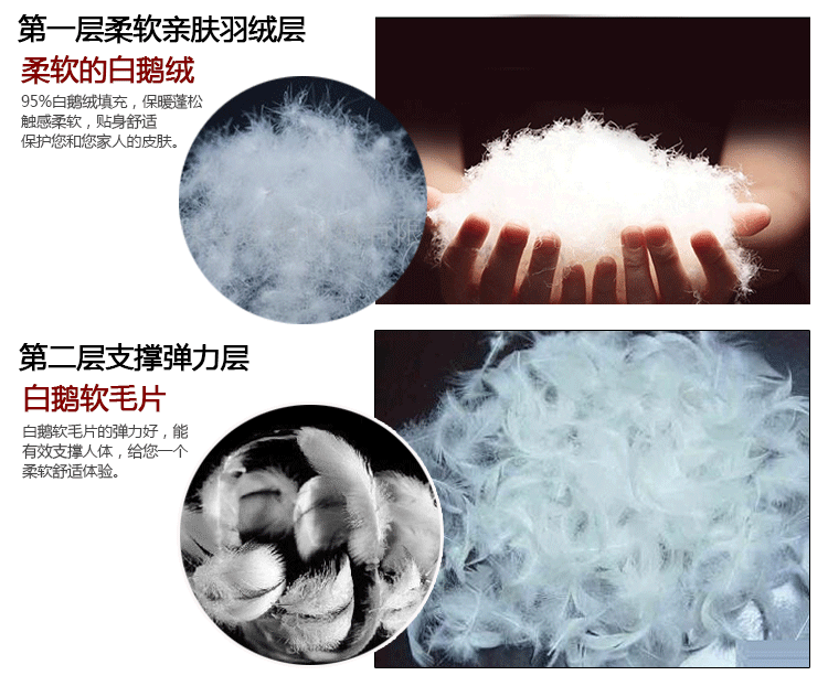 
                                        吾家元素95%白鹅绒双层加厚柔软保暖羽绒床垫 可折叠五星级酒店舒适床褥垫被子 5公分双层中垫 180*200cm                