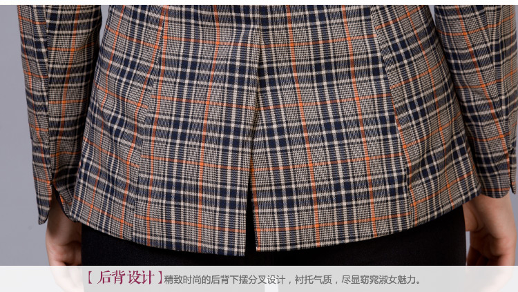 妙伊辰 小西装秋 长袖 2015秋款新品女装 韩版 修身格子短款外套8820 格子 L