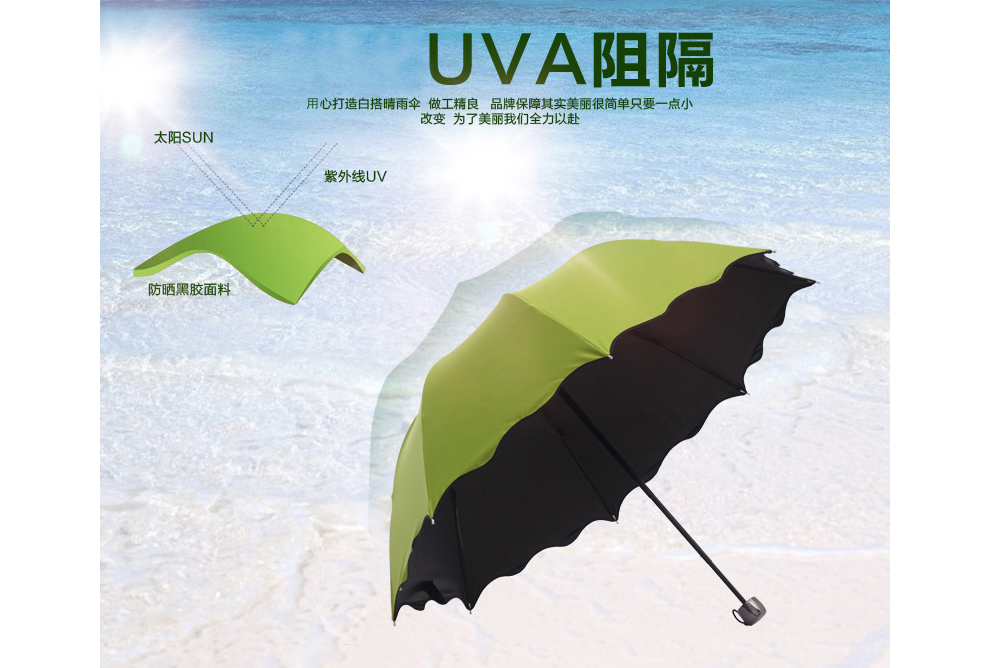 
                                        韩国遇水开花晴雨伞两用折叠创意女太阳伞防紫外线小黑伞轻巧遮阳伞防晒黑胶情人节礼物 升级加厚零透光  俏丽粉                