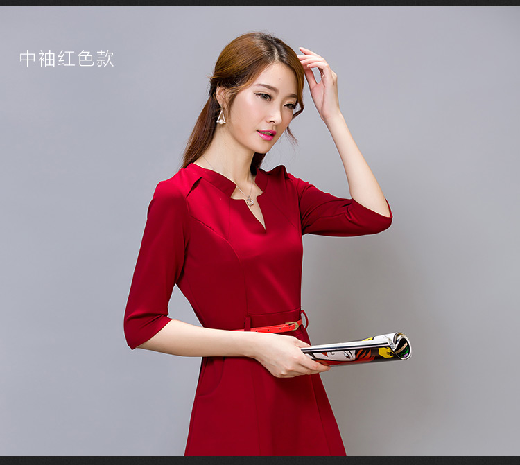 美丽帮派2015秋装新款时尚修身ol气质职业连衣裙1040 藏青色 S