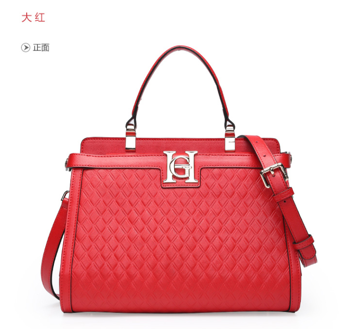 红谷hongu女包手提包女菱格牛皮单肩斜挎包 h51406315