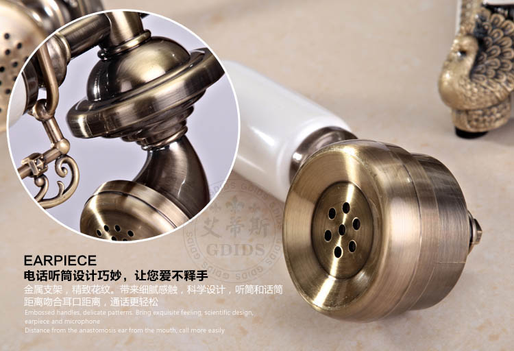 艾蒂斯   欧式复古时尚创意电话机 简约家用高档仿古电话机 座机电话 古典木