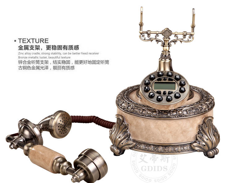 艾蒂斯   欧式复古时尚创意电话机 简约家用高档仿古电话机 座机电话 古典木