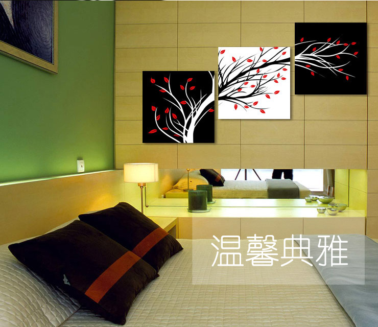 
                                        必画 中画家居 现代简约装饰画挂画客厅卧室壁画沙发背景墙画幸福发财树无框画三联幅 一套三幅 9mm厚布纹膜 50*50cm                