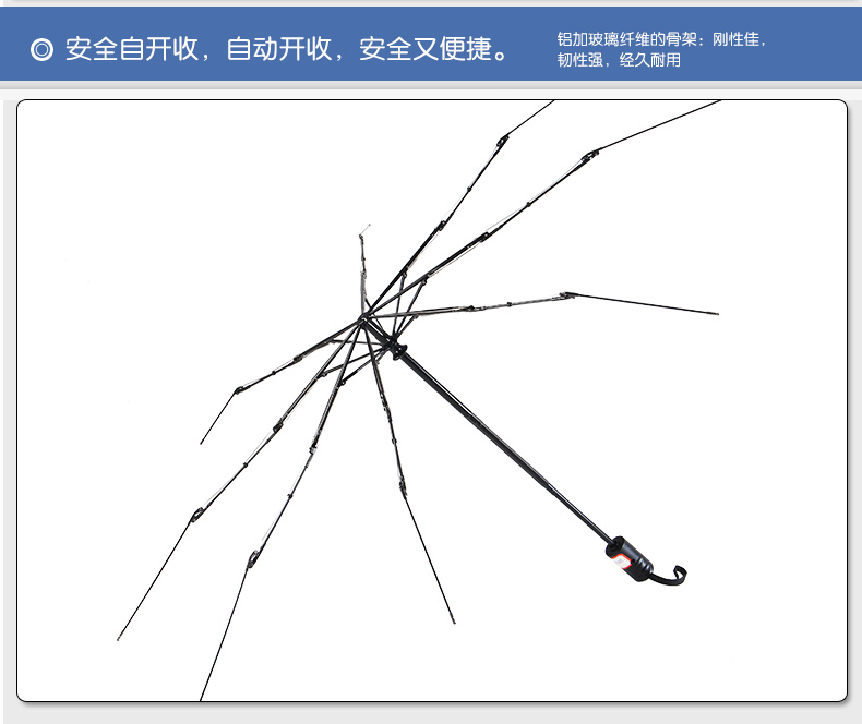 太阳城(SUN CITY)男女商务雨伞三折全自动开收双人折叠防风伞CF013   黑色