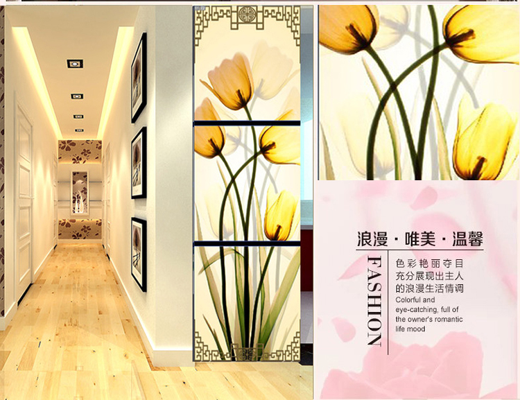 
                                                                                恋之屋 现代玄关无框画装饰画走廊过道壁画三联画 九鱼图电表箱挂画冰晶画 J款竹子 70*70/15mm布纹膜                