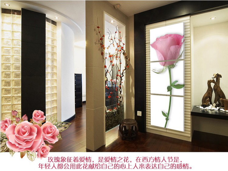 
                                                                                恋之屋 现代玄关无框画装饰画走廊过道壁画三联画 九鱼图电表箱挂画冰晶画 J款竹子 70*70/15mm布纹膜                